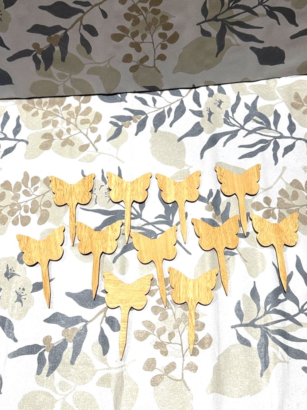 Wooden Butterfly Garden Plant Markers - Set of 11